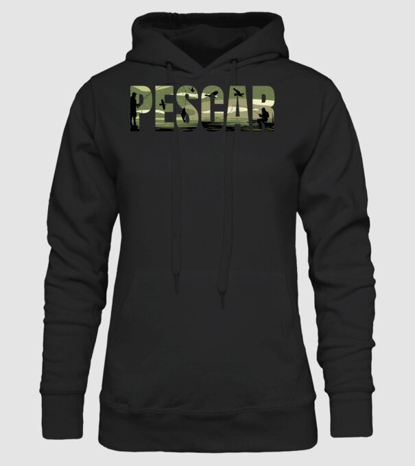 PESCAR model negru pe tricou