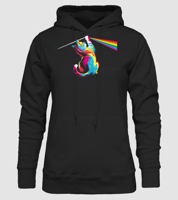 Pisica prismă model negru pe tricou