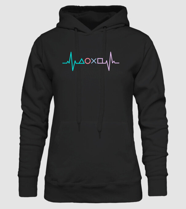 Playstation Symbols EKG model negru pe tricou