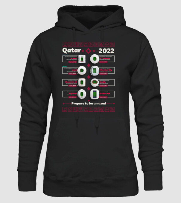 Qatar 2022 Stadiums model negru pe tricou