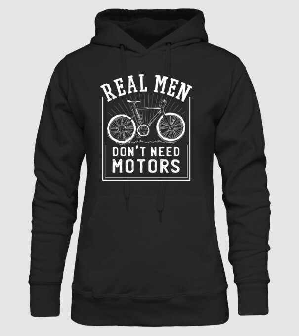 real man dont need motors model negru pe tricou