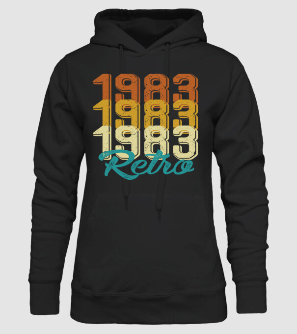 Retro 1983 model negru pe tricou