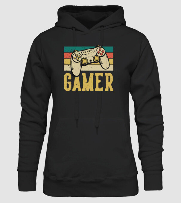 Retro gamer model negru pe tricou