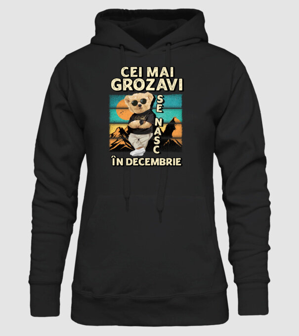RETRO teddy DECEMBRIE model negru pe tricou