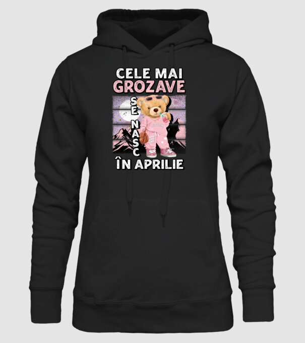 RETRO teddy fetişcană APRILIE model negru pe tricou
