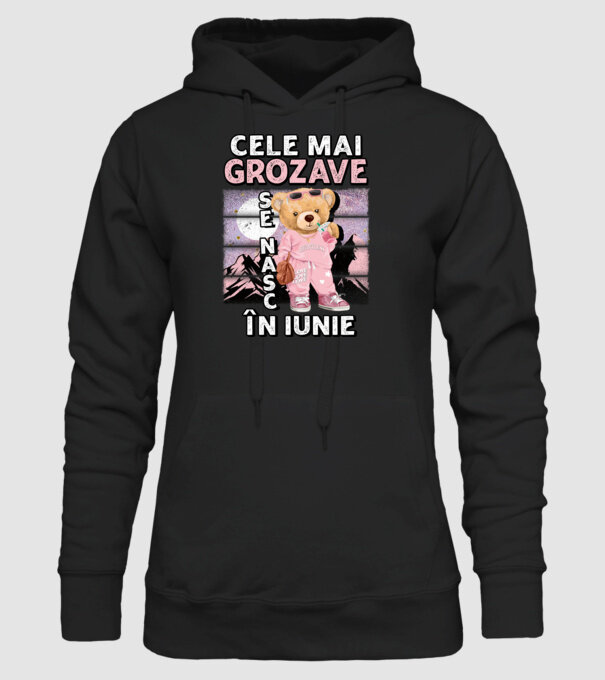 RETRO teddy fetişcană IUNIE model negru pe tricou