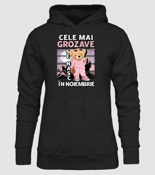 RETRO teddy fetişcană NOIEMBRIE model negru pe tricou
