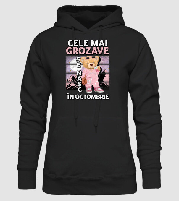 RETRO teddy fetişcană OCTOMBRIE model negru pe tricou