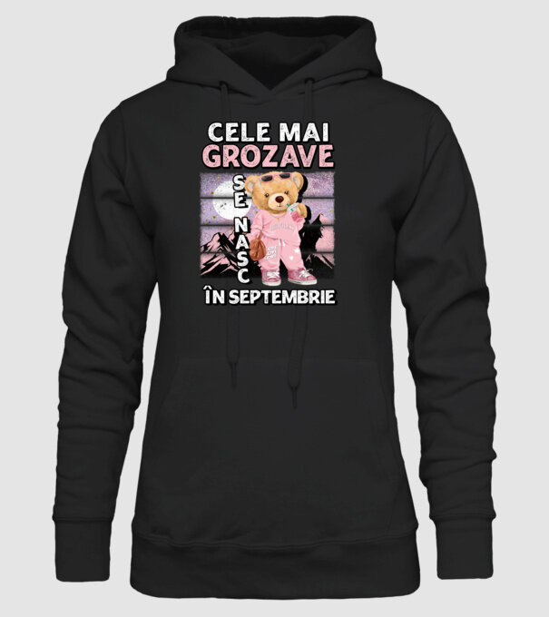 RETRO teddy fetişcană SEPTEMBRIE model negru pe tricou