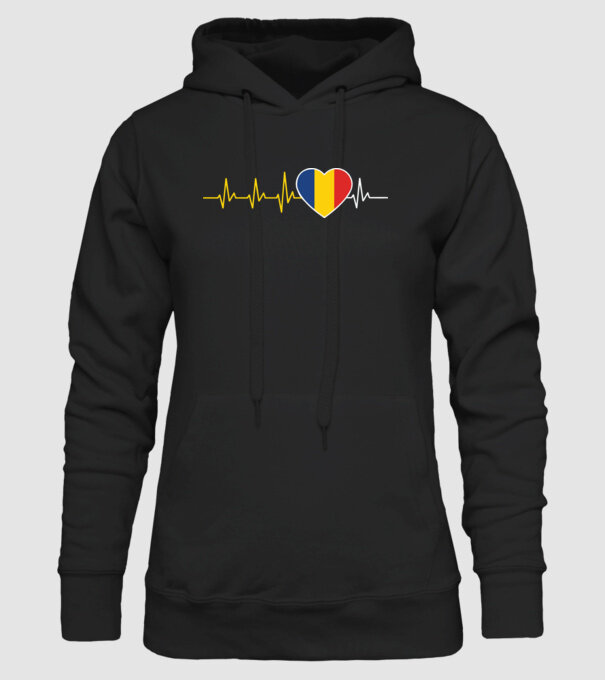 România heartbeat model negru pe tricou