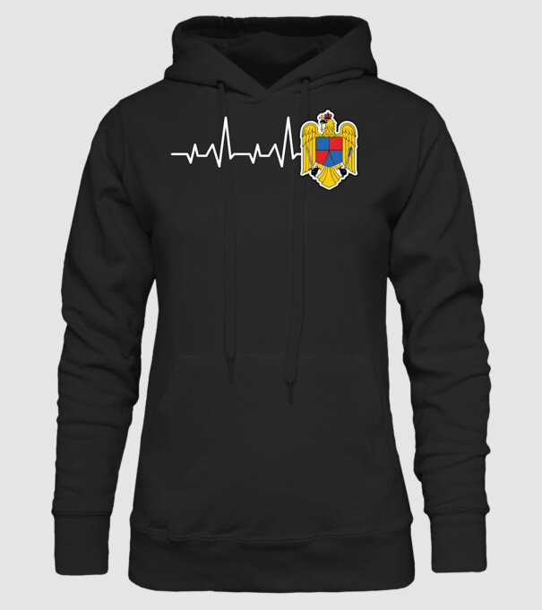 ROMANIA heartbeat model negru pe tricou