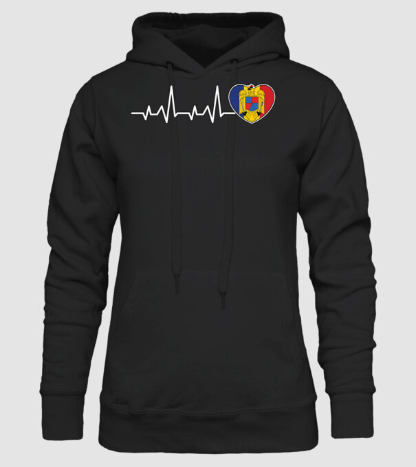ROMANIA heartbeat model negru pe tricou