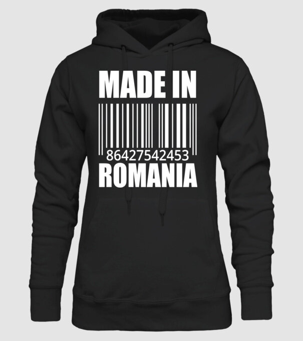 România made in model negru pe tricou