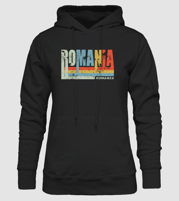 România retro model negru pe tricou