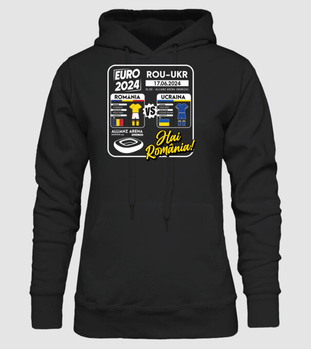 ROU-UKR euro 2024 calendar model negru pe tricou