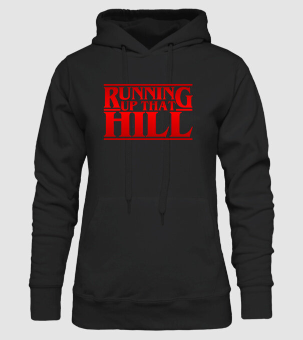 running up that hill model negru pe tricou
