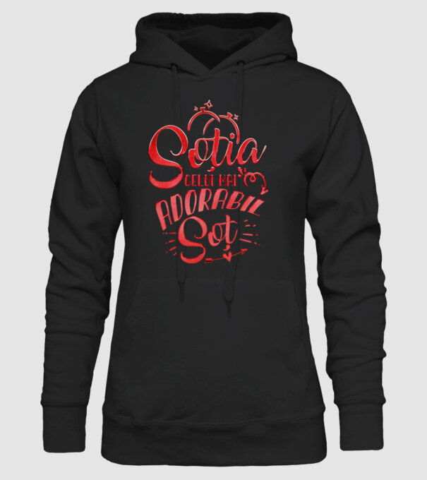 Soția celui mai adorabil soț model negru pe tricou