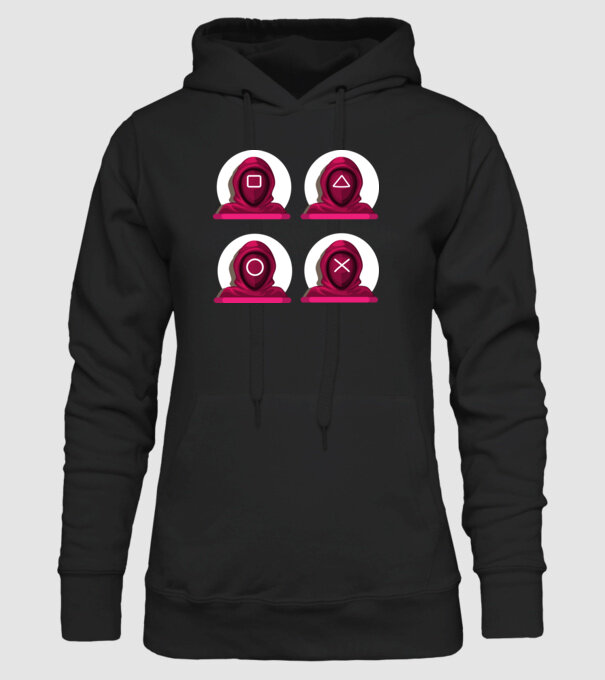 squid game characters model negru pe tricou