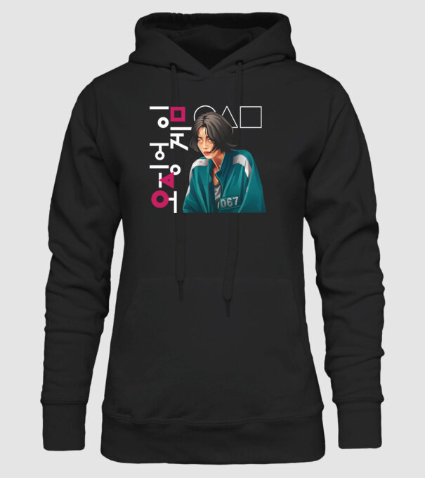 squid game player 067 model negru pe tricou