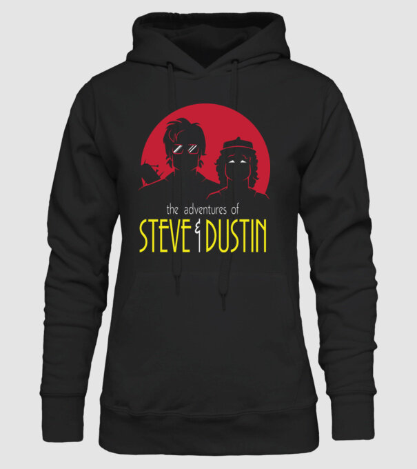 steve and dustin model negru pe tricou