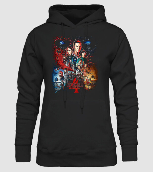stranger things poster model negru pe tricou