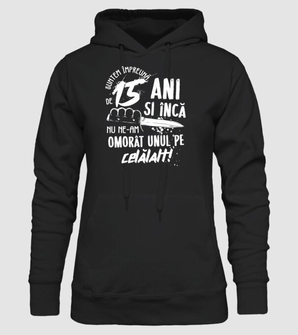 Suntem împreună de 15 ani model negru pe tricou