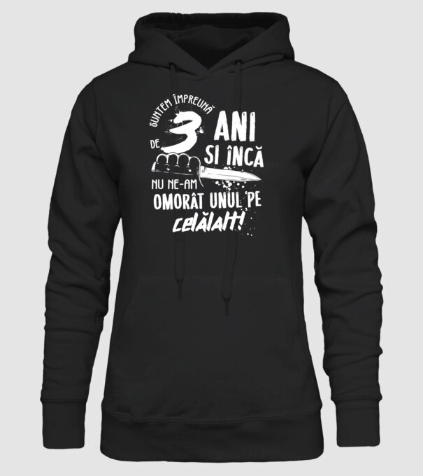 Suntem împreună de 3 ani model negru pe tricou