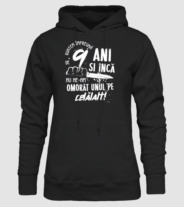 Suntem împreună de 9 ani model negru pe tricou