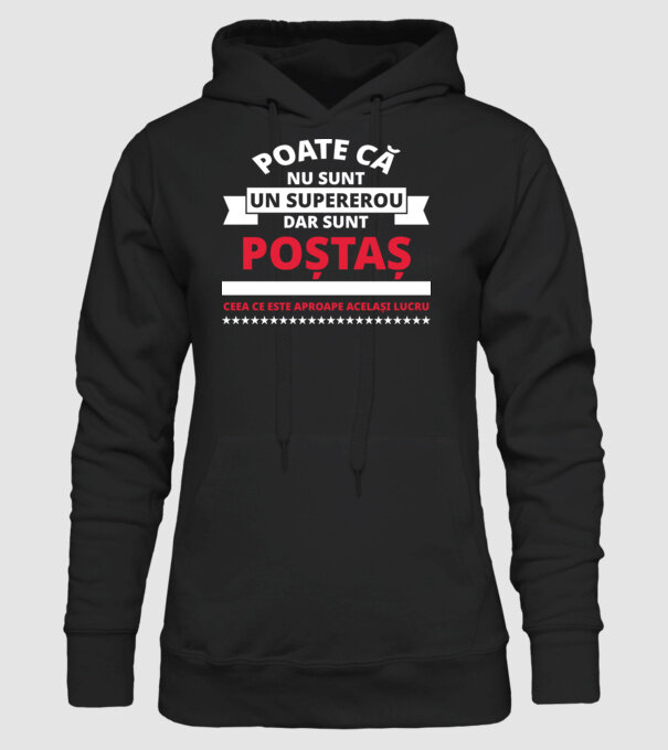 Supererou poştaş model negru pe tricou