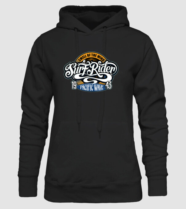 Surf Rider model negru pe tricou