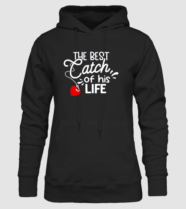 The best catch fehér model negru pe tricou