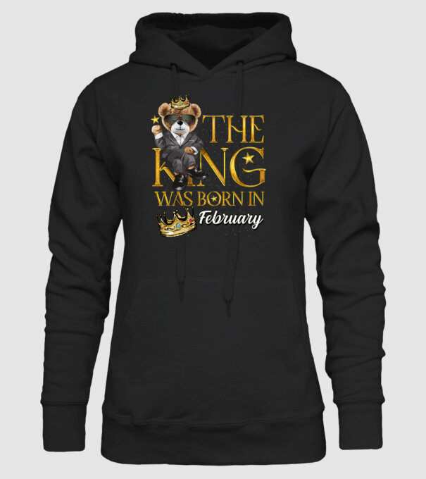 The king was born int FEBRUARY model negru pe tricou