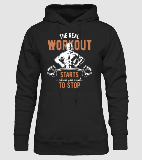 The Real Workout model negru pe tricou