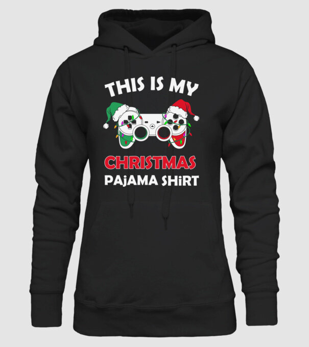 This is my christmas pajama model negru pe tricou