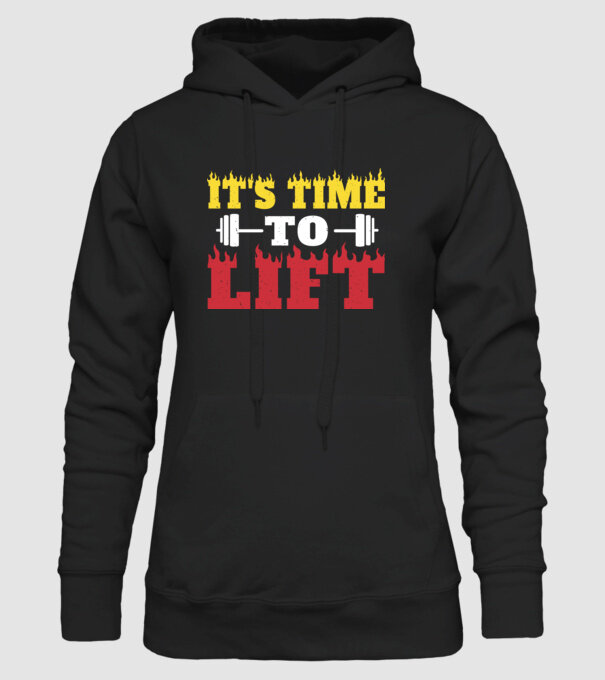 Time to lift model negru pe tricou