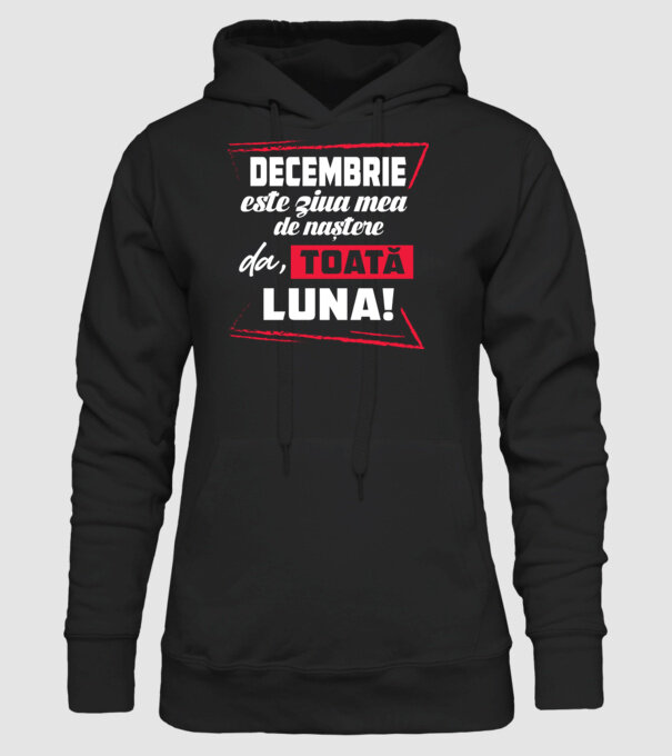 Toată luna DECEMBRIE model negru pe tricou