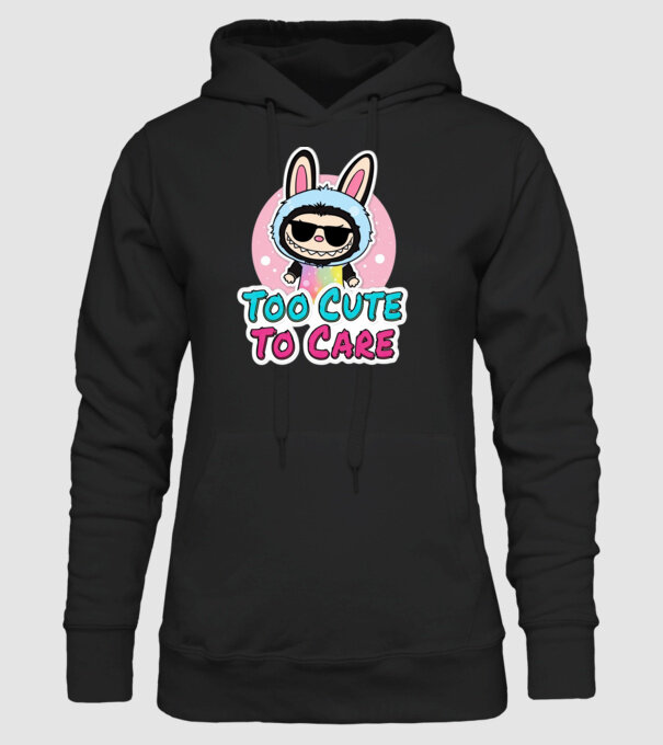 Too cute to care model negru pe tricou
