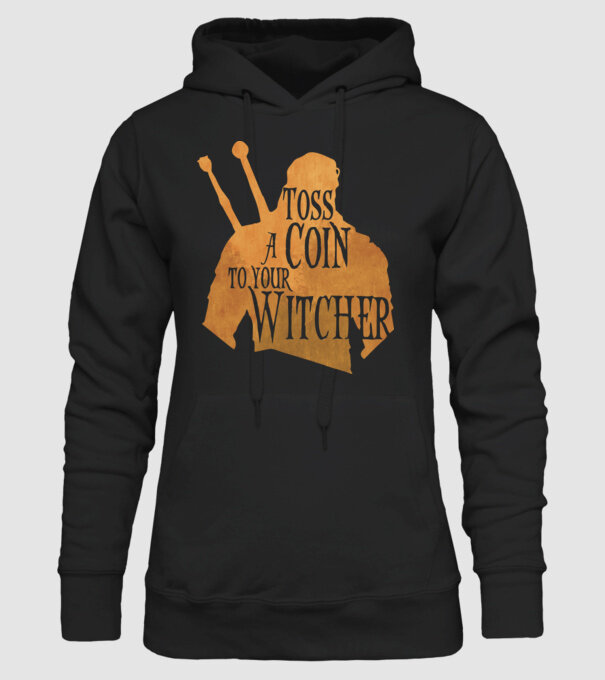 Toss a Coin to your Witcher model negru pe tricou
