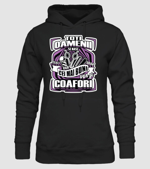 Toți oamenii coafori model negru pe tricou