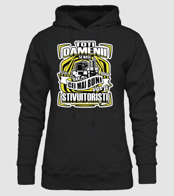 Toți oamenii stivuitoriști model negru pe tricou