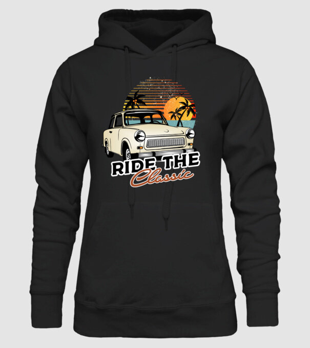 Trabant Ride The Classic model negru pe tricou