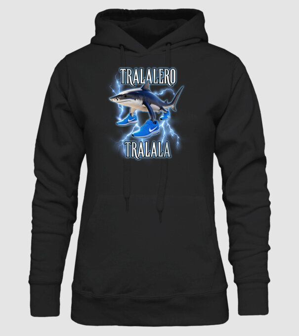Tralalero Tralala model negru pe tricou