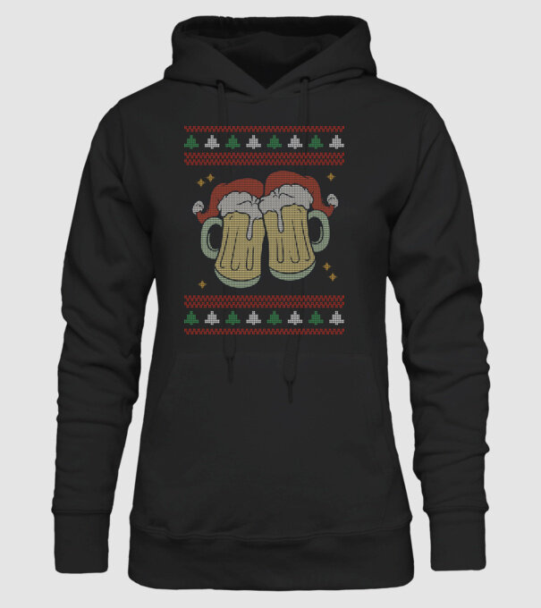 ugly sweater beers model negru pe tricou