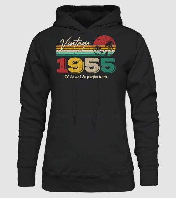 VINTAGE 1955 model negru pe tricou