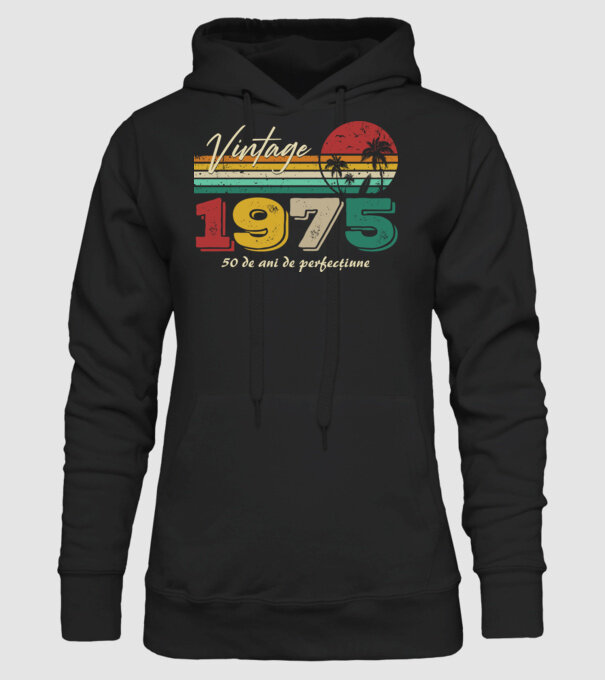 VINTAGE 1975 model negru pe tricou