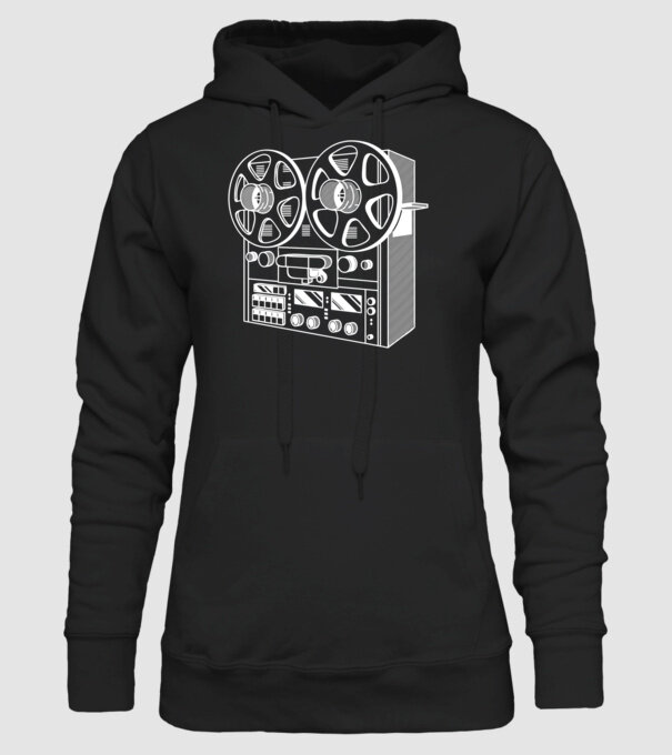 Vintage Reel to Reel Recorder model negru pe tricou