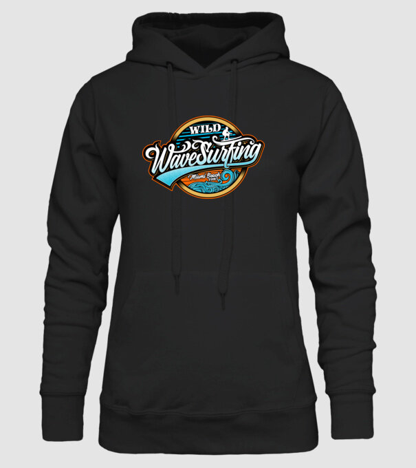 WaveSurfing model negru pe tricou