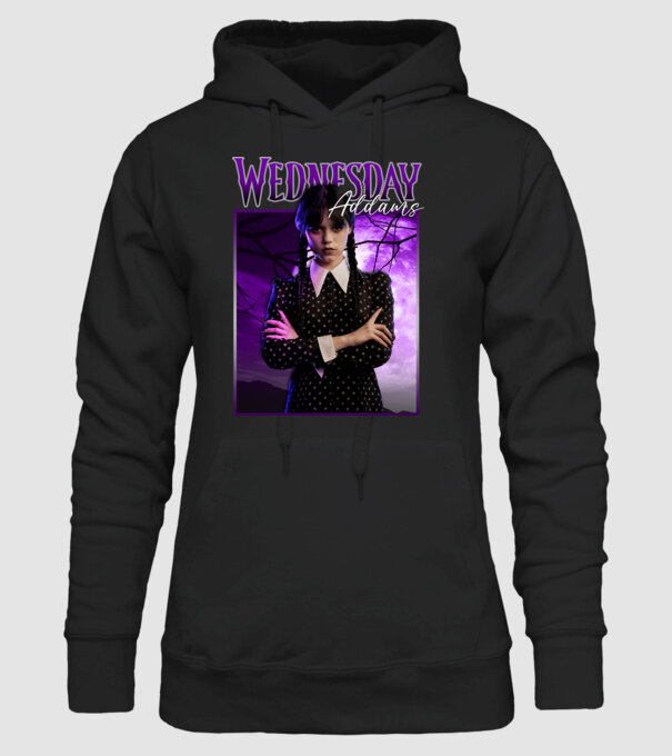 Wednesday Addams model negru pe tricou