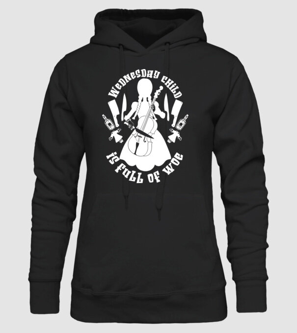 Wednesday child is full of woe model negru pe tricou