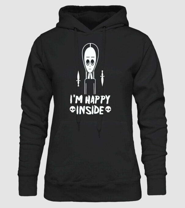 WEDNESDAY Happy inside model negru pe tricou